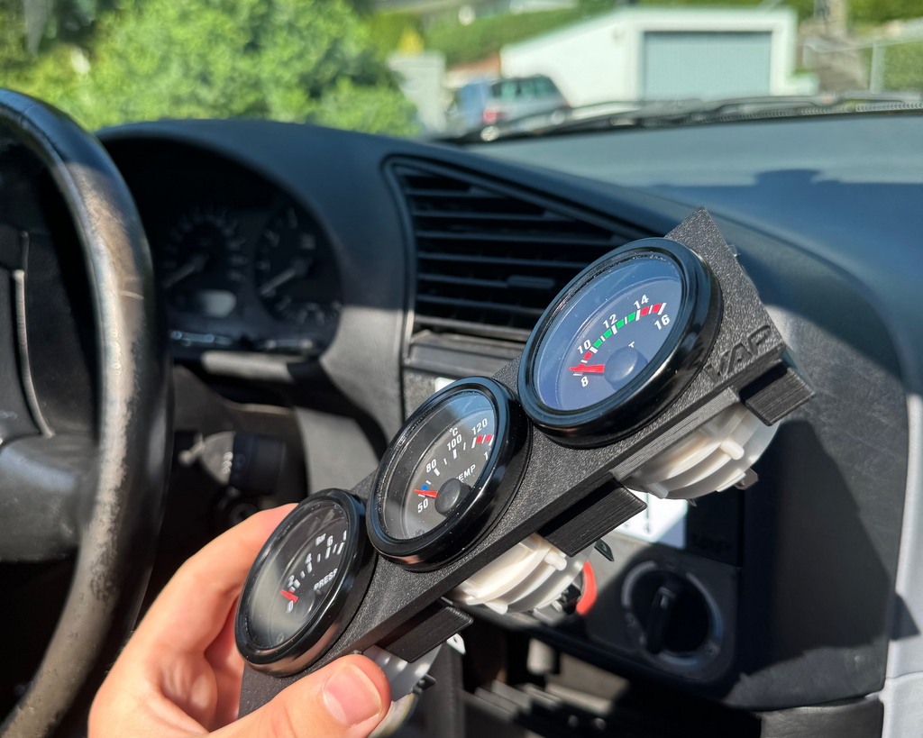 BMW E36 52mm console gauge face installed in center console